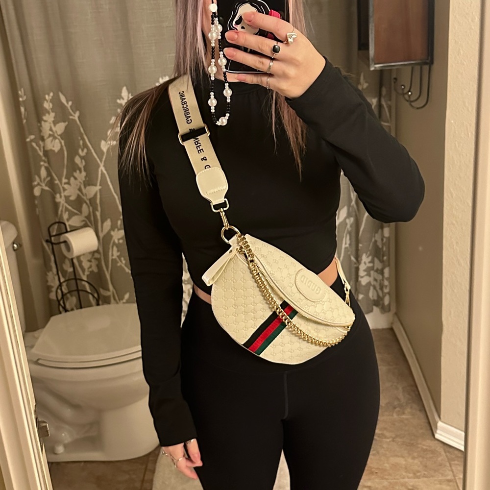 Cream belt bag